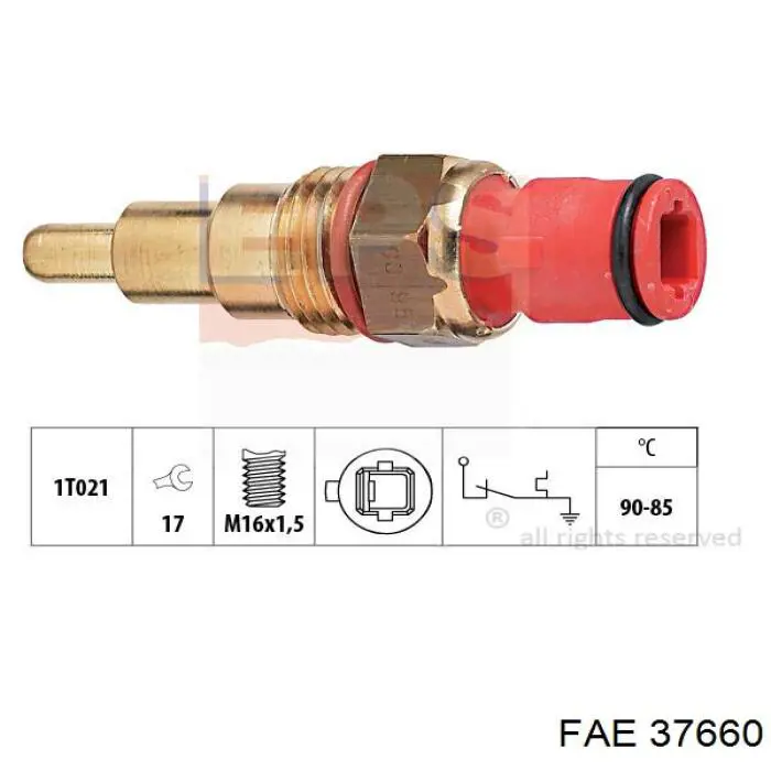 Sensor, temperatura del refrigerante (encendido el ventilador del radiador) 37660 FAE