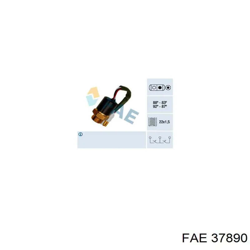 Sensor, temperatura del refrigerante (encendido el ventilador del radiador) 37890 FAE