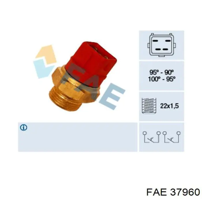 37960 FAE датчик температуры охлаждающей жидкости (включения вентилятора радиатора)