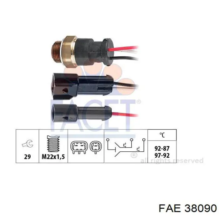 38090 FAE датчик температуры охлаждающей жидкости (включения вентилятора радиатора)