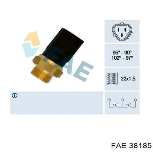 Sensor, temperatura del refrigerante (encendido el ventilador del radiador) 38185 FAE