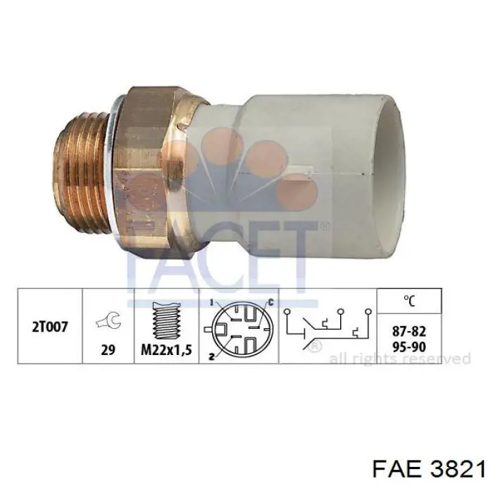 Датчик включения вентилятора радиатора 3821 FAE