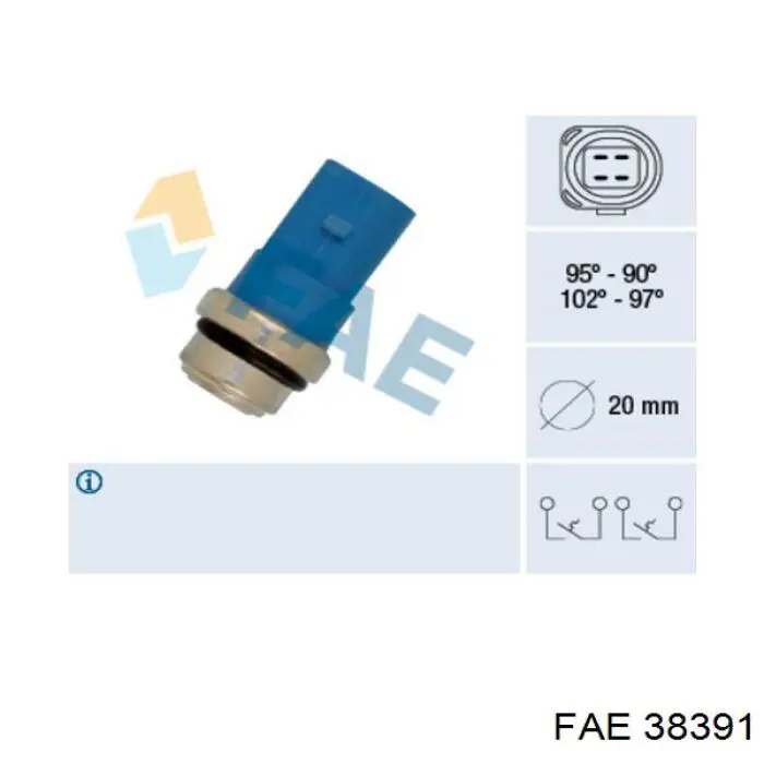 38391 FAE датчик температуры охлаждающей жидкости (включения вентилятора радиатора)