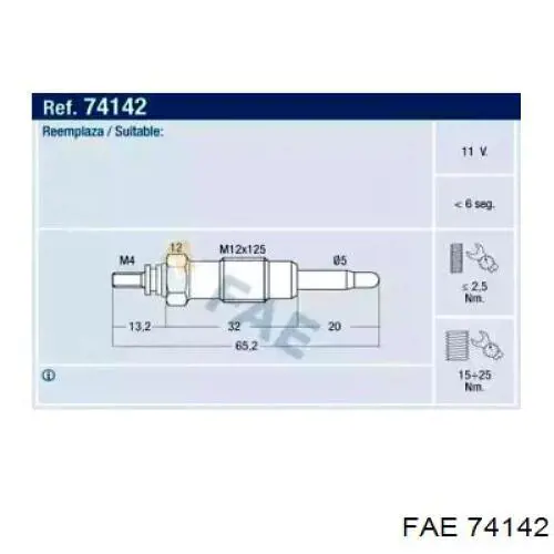 Свечи накала 74142 FAE