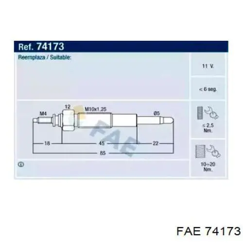 74173 FAE Свечи накаливания