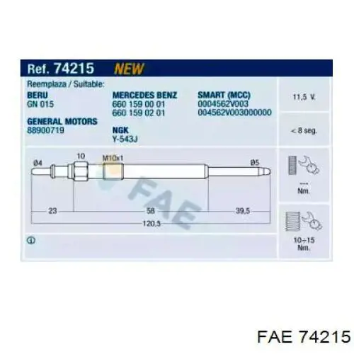 Свечи накала 74215 FAE