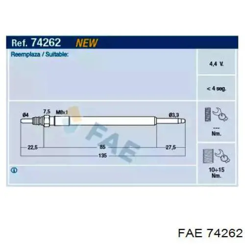 Свечи накала 74262 FAE