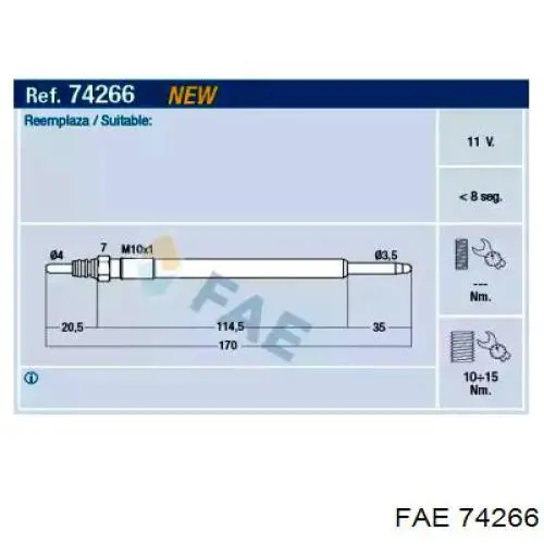 Свечи накала 74266 FAE