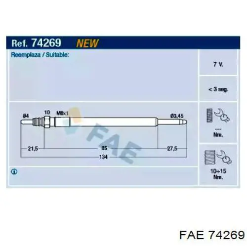 Свечи накала 74269 FAE