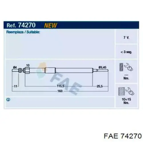 Свечи накала 74270 FAE