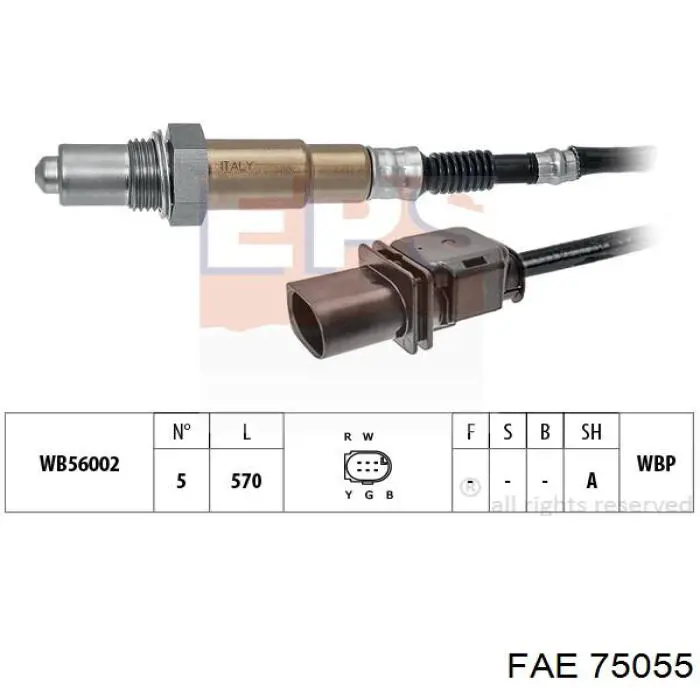 Лямбда-зонд, датчик кислорода до катализатора правый 75055 FAE