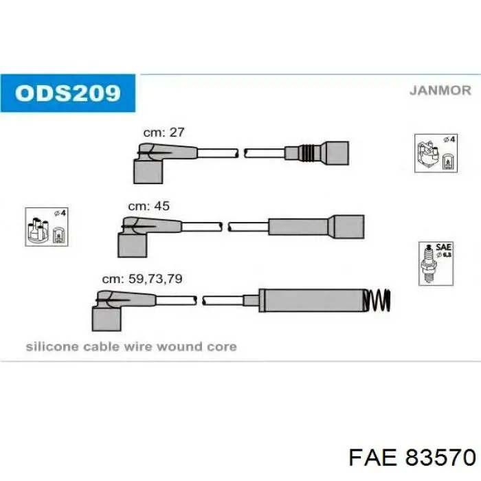 Провода высоковольтные, комплект FAE 83570