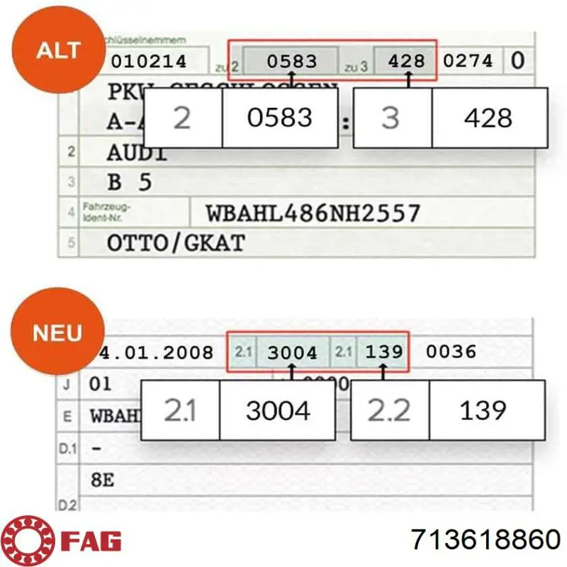 Подшипник ступицы 713618860 FAG