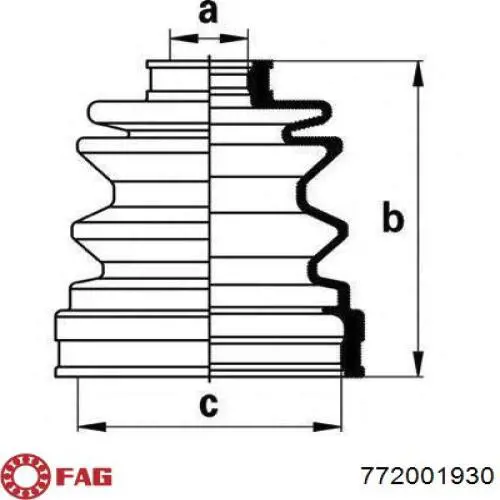 Fuelle, árbol de transmisión delantero interior 772001930 FAG