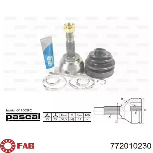 Пыльник наружной гранаты, задней полуоси FAG 772010230 цена, от 8.30 USD