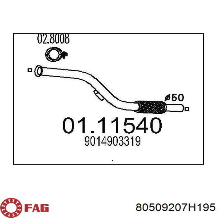 Подшипник ступицы пер/зад FAG 80509207H195 цена, от 160.00 USD