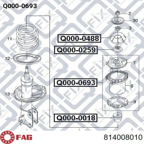 Опора амортизатора заднего 814008010 FAG