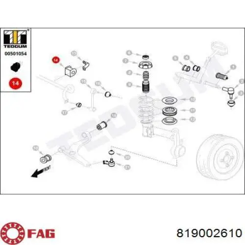 Втулка переднего стабилизатора Kautek OPBS012 цена, от 1.28 USD