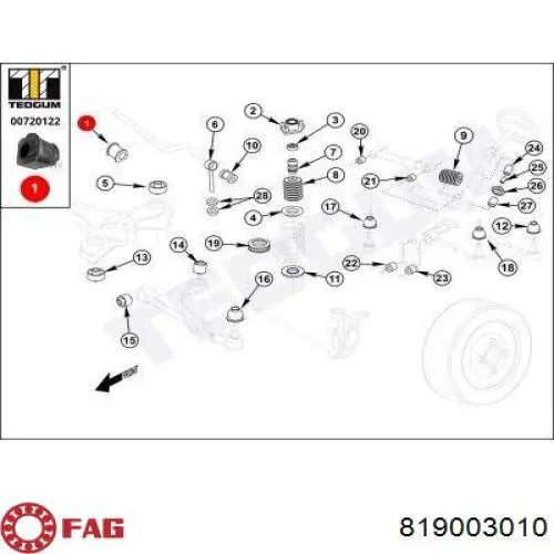 Втулка переднего стабилизатора FAG 819003010 цена, от 0.87 USD