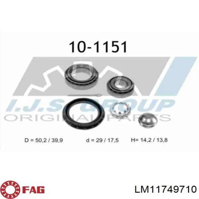 Подшипник ступицы задней наружный LM11749710 FAG