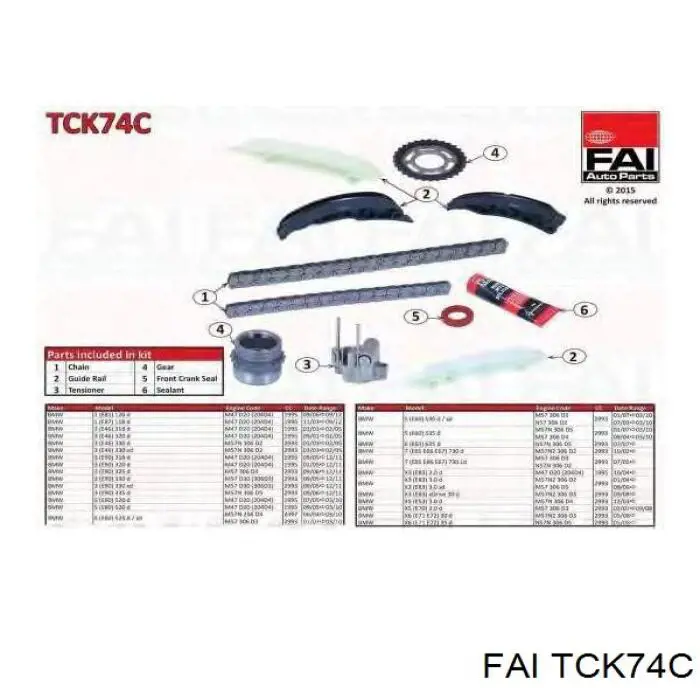 TCK74C FAI комплект цепи грм