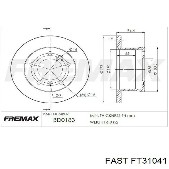 Купить FT31041 Fast Ротор тормозной