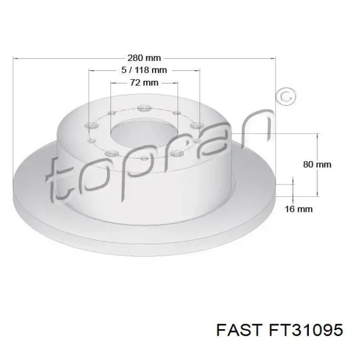 FT31095 Fast диск тормозной задний
