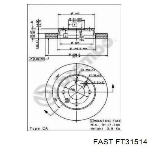 Купить FT31514 Fast Ротор тормозной