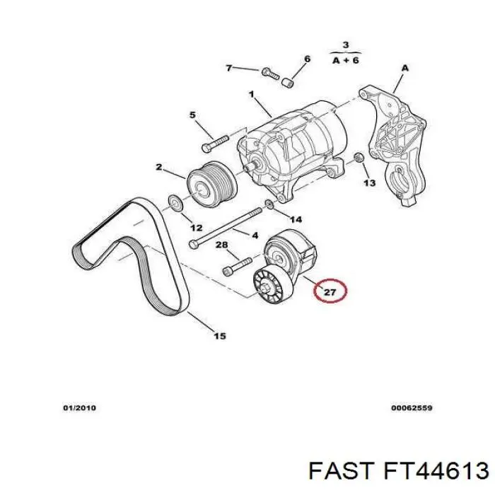 Роликовий модуль натяжителя ремня Fast FT44613 цена, от 31.27 USD