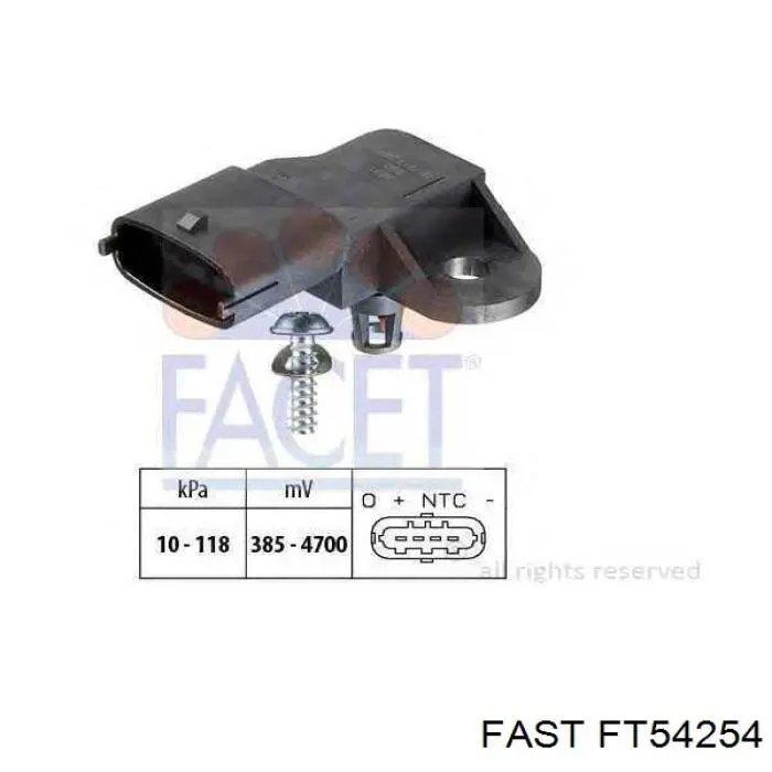 Датчик абсолютного давления в коллекторе Fast FT54254 цена, от 10.94 USD