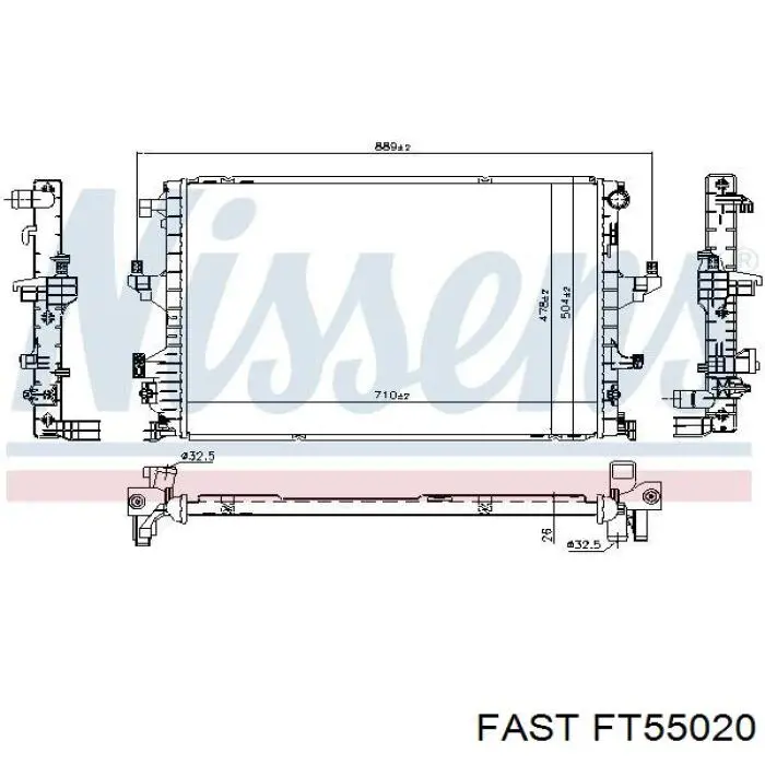 Радиатор охлаждения двигателя Fast FT55020 цена, от 159.05 USD