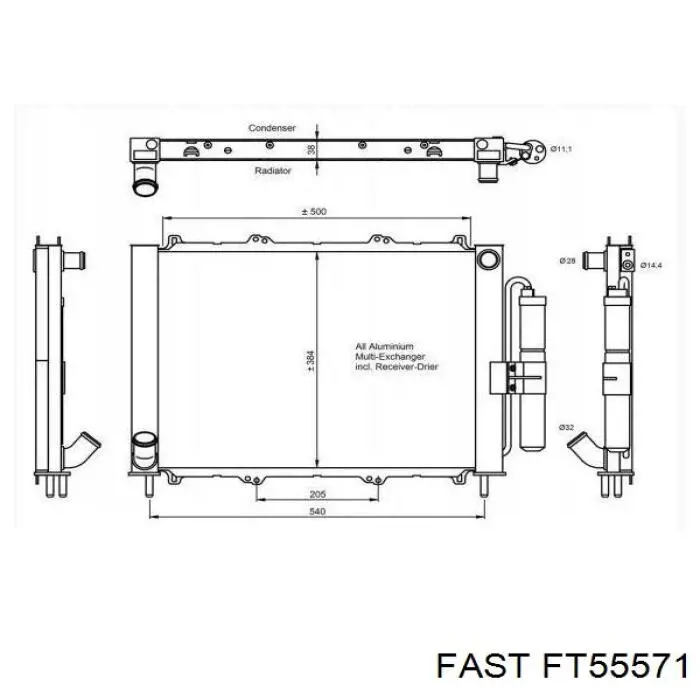 Радиатор охлаждения двигателя Fast FT55571 цена, от 197.32 USD