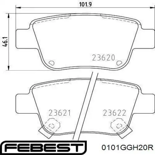 0101GGH20R Febest Колодки тормозные дисковые комплект