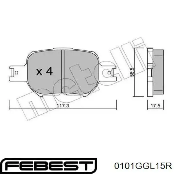 Купить 0101GGL15R Febest Колодки тормозные задние, дисковые