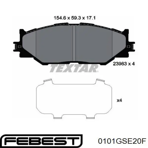 Передние тормозные колодки 0101GSE20F Febest