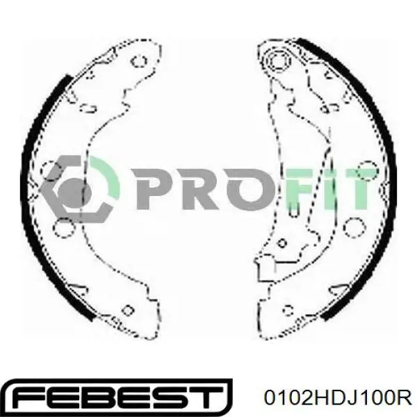 Купить 0102HDJ100R Febest Задние барабанные тормозные колодки