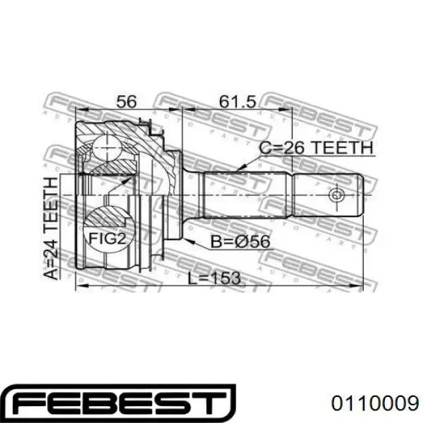 ШРУС наружный передний 0110009 Febest