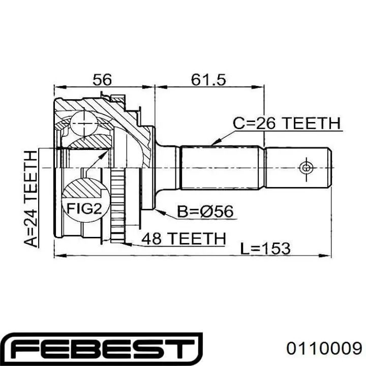 Купить 0110009 Febest Внешняя граната
