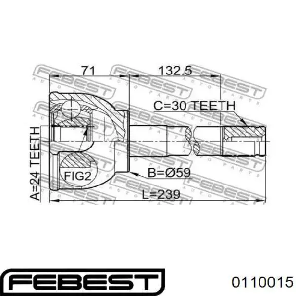 ШРУС наружный передний 0110015 Febest