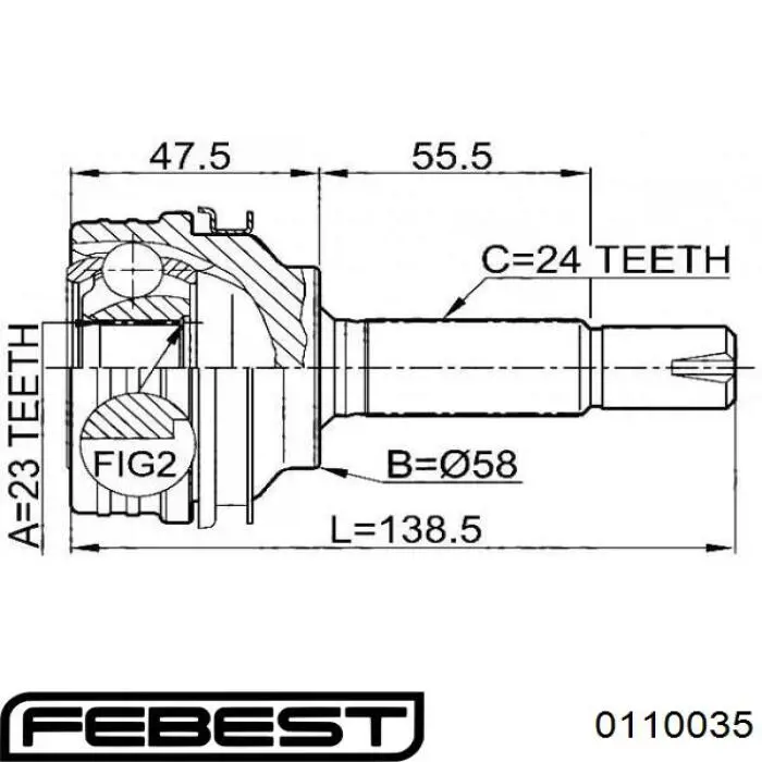 Граната колесная Febest 0110035 цена, от 23.40 USD