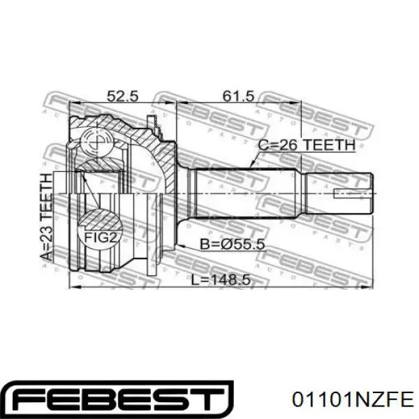 Купить 01101NZFE Febest Внешняя граната