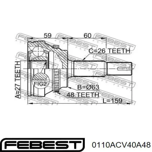 ШРУС наружный Febest 0110ACV40A48