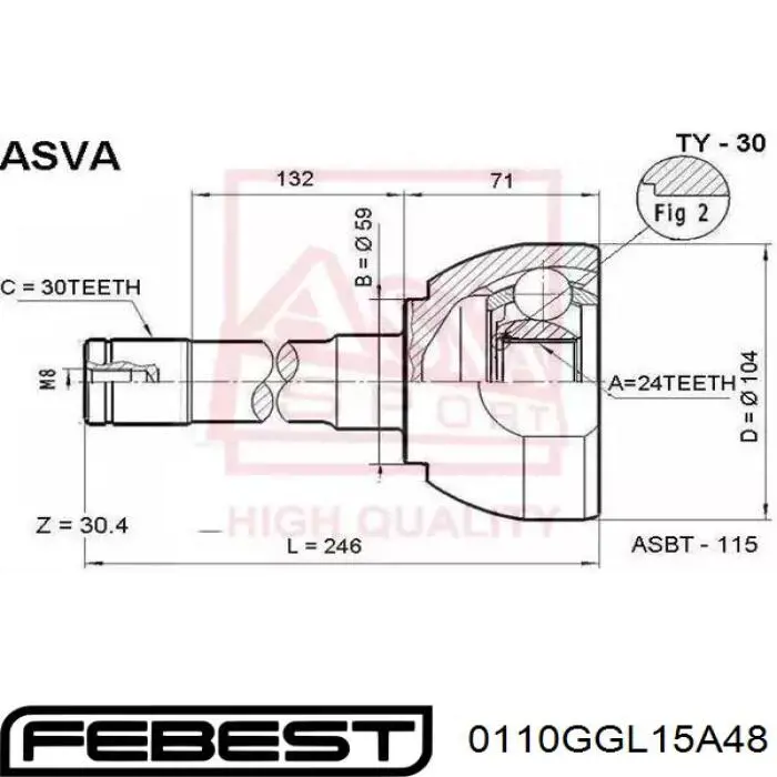 Купить 0110GGL15A48 Febest Внешняя граната