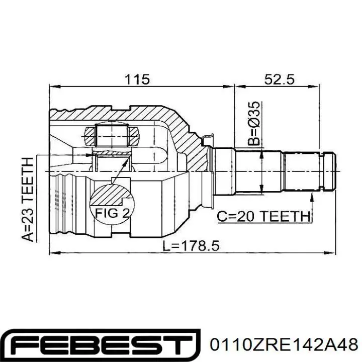 ШРУС внешний передний, правый Febest 0110ZRE142A48 цена, от 42.33 USD