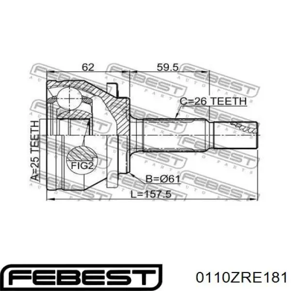 Купить 0110ZRE181 Febest Внешняя граната