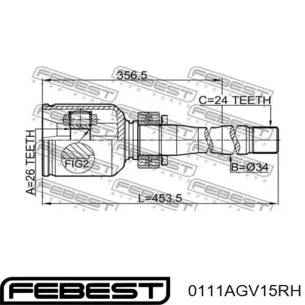 Купить 0111AGV15RH Febest Шарнир угловых скоростей передний правый