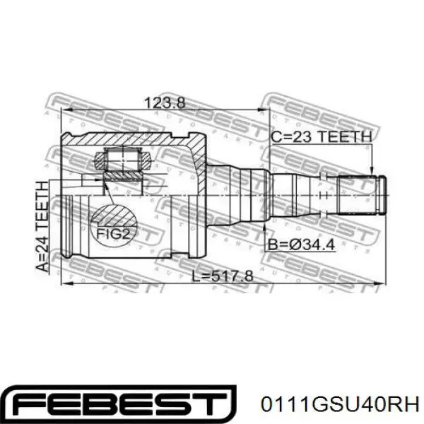 0111GSU40RH Febest junta homocinética interna dianteira direita