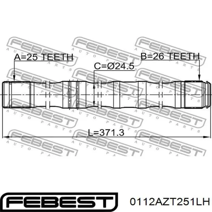 Полуось (привод) передняя левая 0112AZT251LH Febest