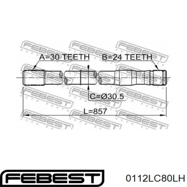 Привод передний левый Febest 0112LC80LH цена, от 51.20 USD