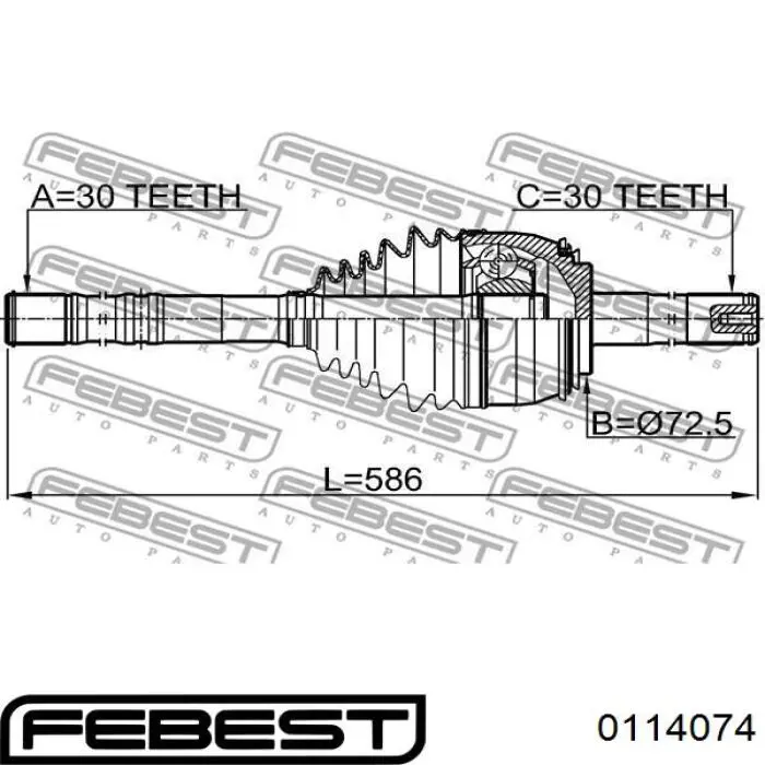 0114-074 Febest junta homocinética externa dianteira